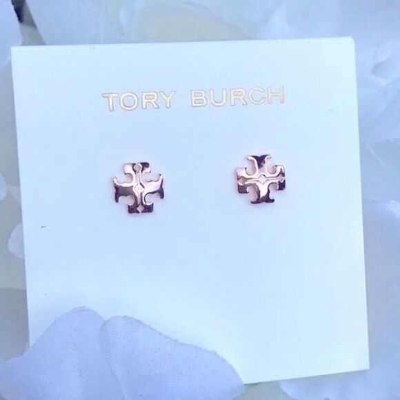 NWOT Tory Burch Rose Gold Kira Small Curved Stud Earring’s - Picture 1 of 7